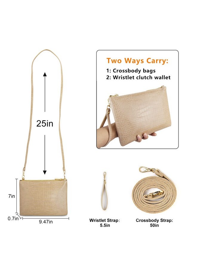 AMELIE GALANTI Small Crossbody Purse Bag For Womenwristlet Clutch Handbag And Crossbody Wallet With Shoulder Strap For Cell Phone (Patternbeige)  - Image 2