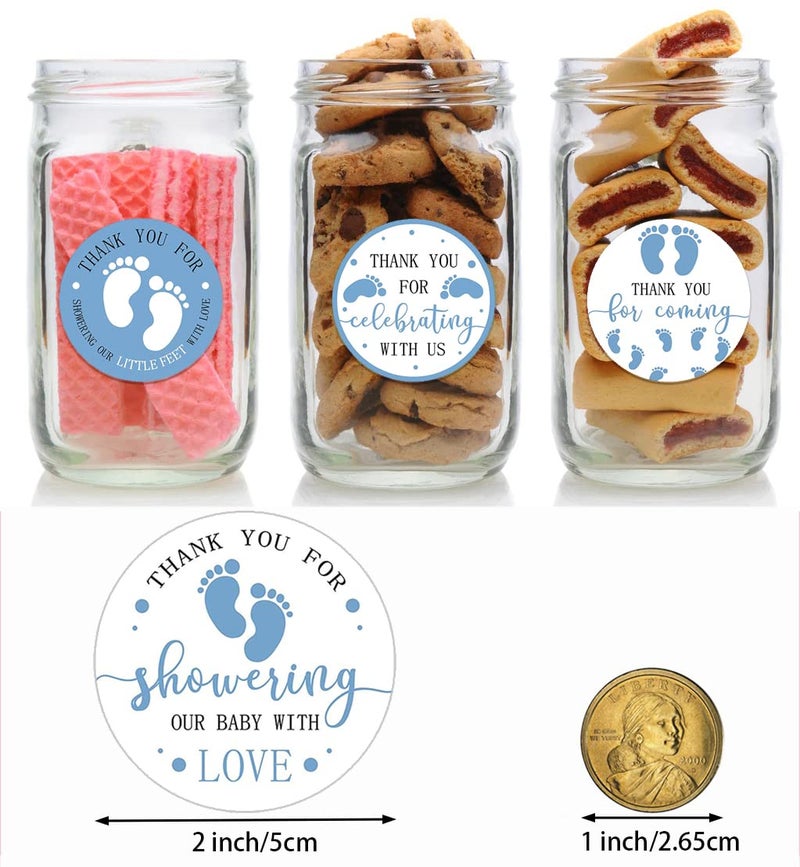 RUIFYRAY Baby Shower Favor Stickers 240PCS for Boy 2 Inch Blue Feet Theme Footprint Thank You for Celebrating with Us Great for Candy Chocolate Snack Party Decorations Labels - Image 3