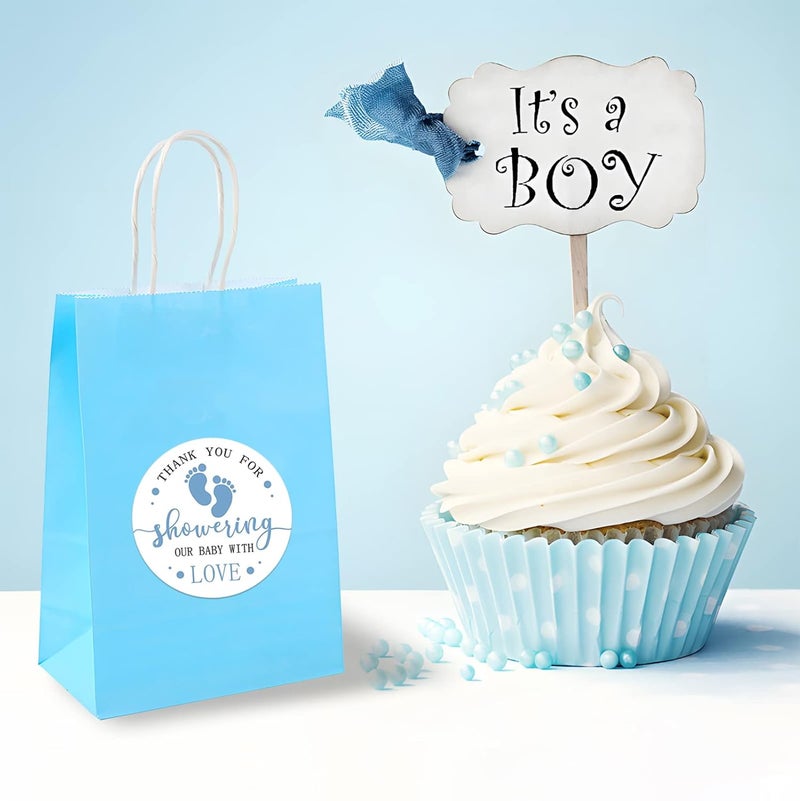 RUIFYRAY Baby Shower Favor Stickers 240PCS for Boy 2 Inch Blue Feet Theme Footprint Thank You for Celebrating with Us Great for Candy Chocolate Snack Party Decorations Labels - Image 5