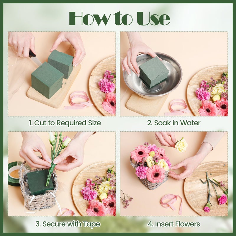 Elcoho 1 Pack Large Floral Foam Base 15.7"L x 11.8"W x 2.4"H Floral Foam Block with 2 Floral Tape Wet Dry Floral Foam Brick for Home Wedding Centerpieces Fresh or Artificial Flowers DIY Arts Crafts - Image 5