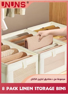 UNUNS 8 Pack Linen Storage Bins,Storage Containers For Organizing Clothing,Jeans,Toys,Books,Shelves,Closet,Wardrobe,Closet Organizers And Storage,Large Storage Boxes Baskets With Visual Window  - Image 5