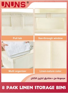 UNUNS 8 Pack Linen Storage Bins,Storage Containers For Organizing Clothing,Jeans,Toys,Books,Shelves,Closet,Wardrobe,Closet Organizers And Storage,Large Storage Boxes Baskets With Visual Window  - Image 2