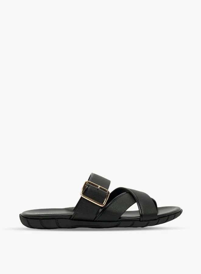 Women Buckle Accent Cross Strap Sandals