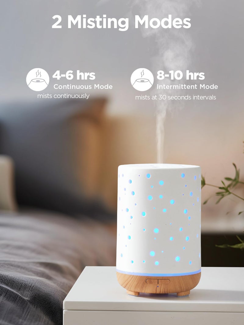 InnoGear Essential Oil Diffuser, 150ml Ceramic Diffuser Ultrasonic Air Diffusers Humidifier Cool Mist Aromatherapy Diffuser with 2 Mist Modes Waterless Auto Off for Home Office, White - Image 4