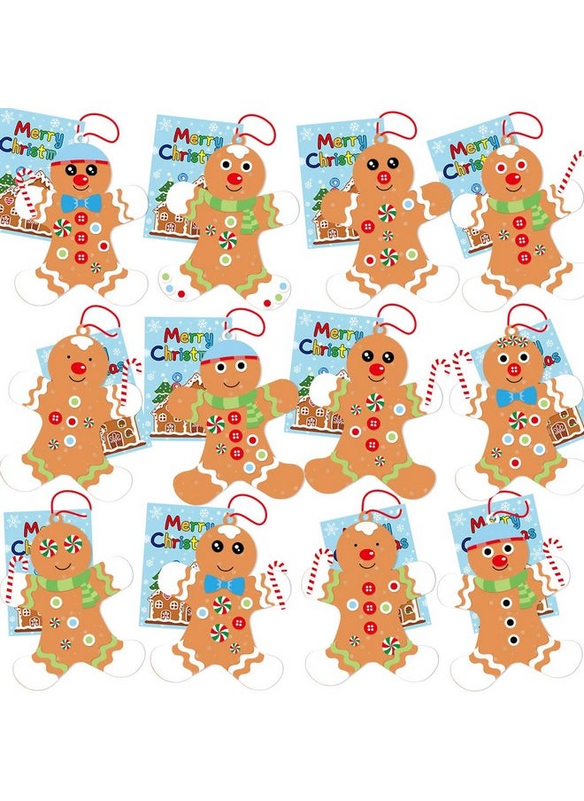 Fancy Land - 12 Gingerbread Man Craft Kit For Kids Diy Create Your Own Foam Gingerbread Man Ornament Selfadhesive Sticker Sheets Fun Holiday Gifts - Image 1