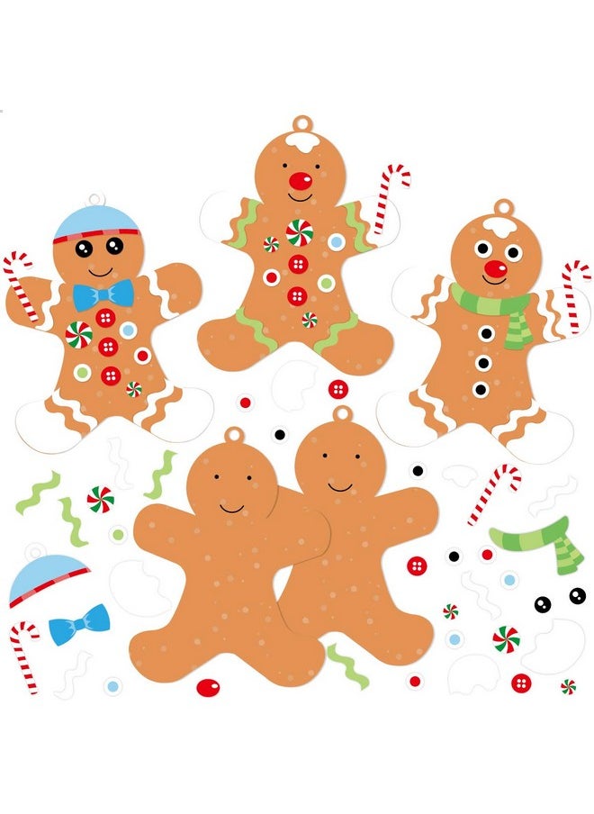 Fancy Land - 12 Gingerbread Man Craft Kit For Kids Diy Create Your Own Foam Gingerbread Man Ornament Selfadhesive Sticker Sheets Fun Holiday Gifts - Image 1