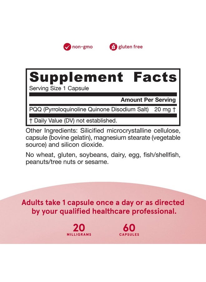 jarrow formulas Pqq 20 Mg 60 Servings (Capsules) Promotes Mitochondrial Biogenesis & Metabolism Supports Brain Heart Health & Cognitive Function Dietary Supplement  - Image 3