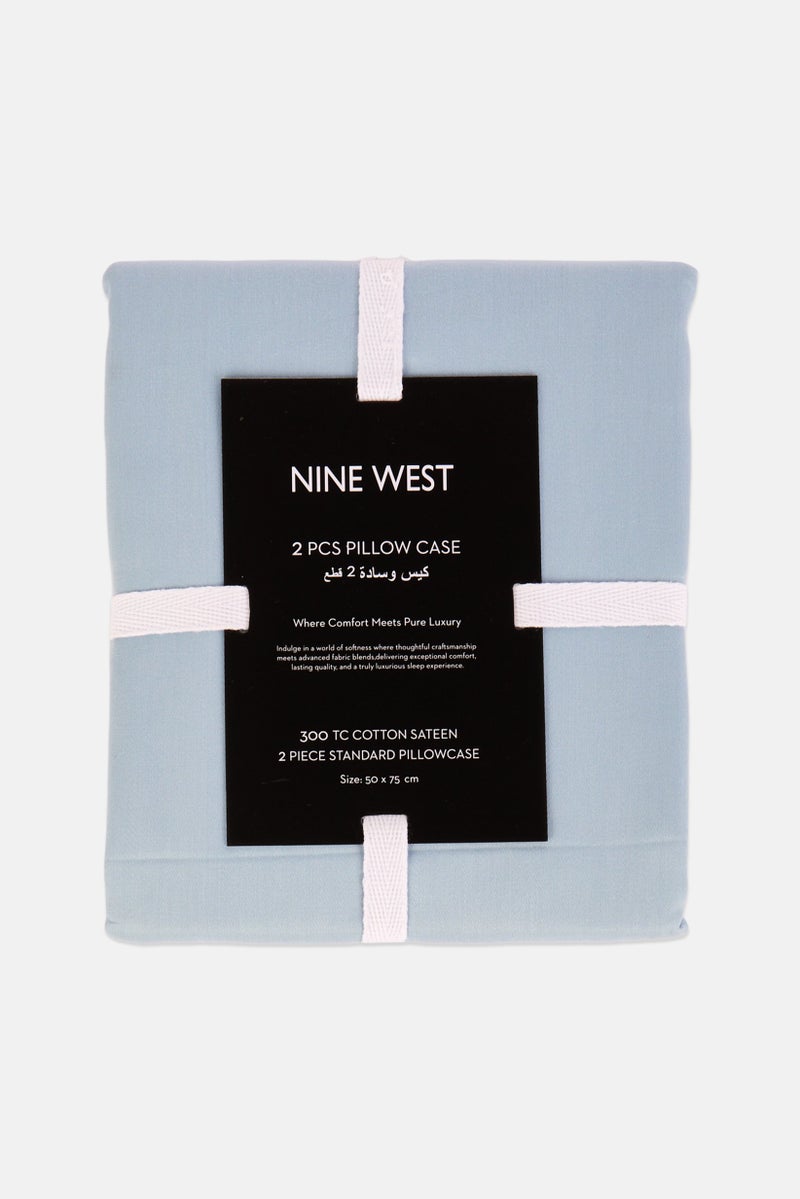 NINE WEST 2 Pcs Standard Pillowcase, Dusty Blue - Image 1