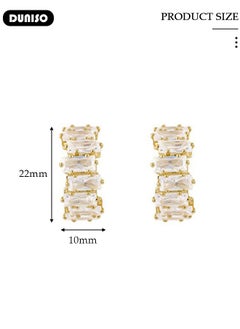 DUNISO Fashion Gold Plated Latest Fancy Stylish Copper Zircon Bali Earrings with 925 silver needles Dainty Earrings Hypoallergenic Simple Jewelry Gift for Women and Girls  - Image 4