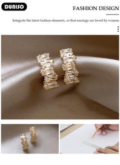 DUNISO Fashion Gold Plated Latest Fancy Stylish Copper Zircon Bali Earrings with 925 silver needles Dainty Earrings Hypoallergenic Simple Jewelry Gift for Women and Girls  - Image 2