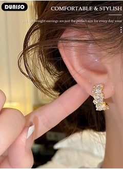DUNISO Fashion Gold Plated Latest Fancy Stylish Copper Zircon Bali Earrings with 925 silver needles Dainty Earrings Hypoallergenic Simple Jewelry Gift for Women and Girls  - Image 3