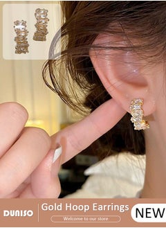 DUNISO Fashion Gold Plated Latest Fancy Stylish Copper Zircon Bali Earrings with 925 silver needles Dainty Earrings Hypoallergenic Simple Jewelry Gift for Women and Girls  - Image 1