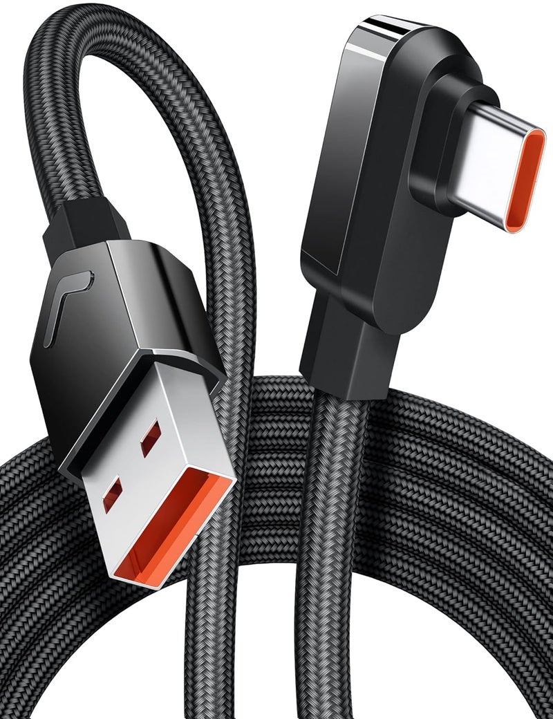 iMangoo USB C Cable 6 ft for Xiaomi 120W Fast Charging, 6A Type C Cable Right Angle Nylon Braided USBC to USB A Charger for Xiaomi Pad 5 12 12S Ultra 11T Pro 11 Lite NE, for Redmi Note 11 Pro Black - Image 1
