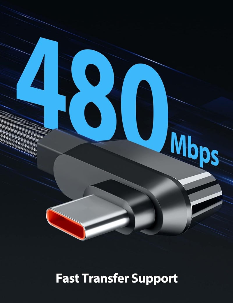 iMangoo USB C Cable 6 ft for Xiaomi 120W Fast Charging, 6A Type C Cable Right Angle Nylon Braided USBC to USB A Charger for Xiaomi Pad 5 12 12S Ultra 11T Pro 11 Lite NE, for Redmi Note 11 Pro Black - Image 5