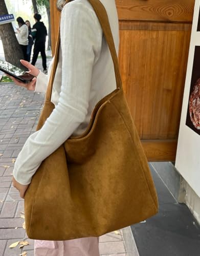 Jusavie Slouchy Suede Hobo Bags Women Crescent Satchels Shoulder Bag Crossbody Purse Corduroy Top-handle College Tote Handbag - Image 3