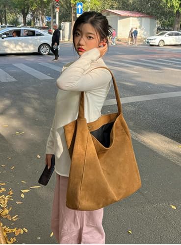 Jusavie Slouchy Suede Hobo Bags Women Crescent Satchels Shoulder Bag Crossbody Purse Corduroy Top-handle College Tote Handbag - Image 4