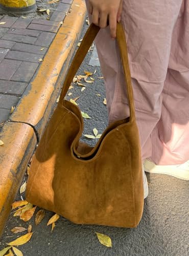 Jusavie Slouchy Suede Hobo Bags Women Crescent Satchels Shoulder Bag Crossbody Purse Corduroy Top-handle College Tote Handbag - Image 2