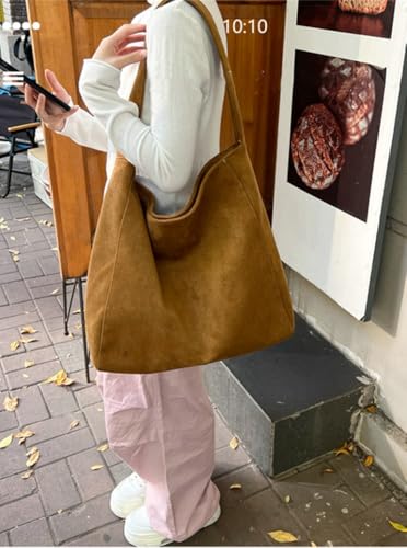 Jusavie Slouchy Suede Hobo Bags Women Crescent Satchels Shoulder Bag Crossbody Purse Corduroy Top-handle College Tote Handbag - Image 5