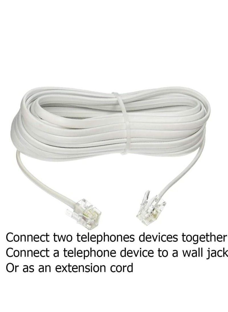 DKURVE Handmade Telephone Landline Extension Cord Cable Line Wire with Standard RJ-11 6P4C Plugs (1M, WHITE) - Image 4