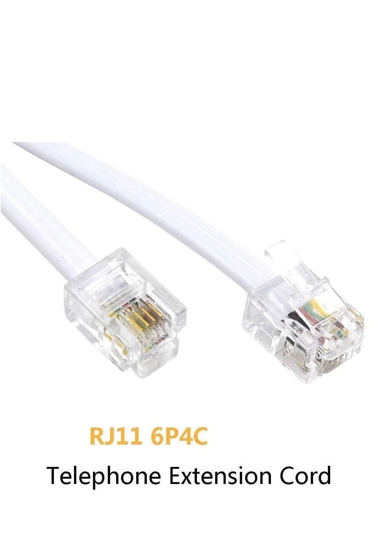 DKURVE Handmade Telephone Landline Extension Cord Cable Line Wire with Standard RJ-11 6P4C Plugs (1M, WHITE) - Image 3