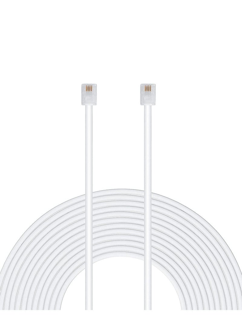 DKURVE Handmade Telephone Landline Extension Cord Cable Line Wire with Standard RJ-11 6P4C Plugs (1M, WHITE) - Image 1