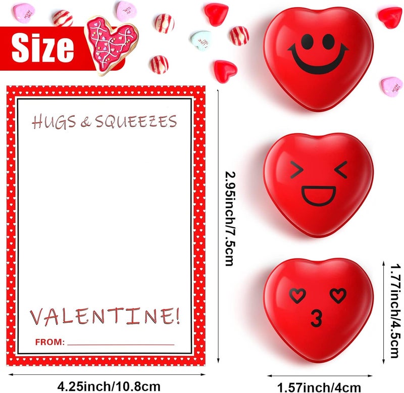 Civaner هدايا عيد الحب من Civaner 120 قطعة لزملاء العمل كرة ضغط على شكل قلب بالجملة مع بطاقات تهنئة كرات ضغط مبتسمة على شكل قلب بطاقة هدية لمناسبة عيد الحب - Image 3