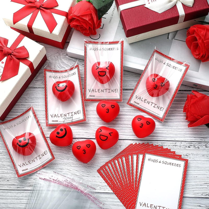 Civaner هدايا عيد الحب من Civaner 120 قطعة لزملاء العمل كرة ضغط على شكل قلب بالجملة مع بطاقات تهنئة كرات ضغط مبتسمة على شكل قلب بطاقة هدية لمناسبة عيد الحب - Image 2