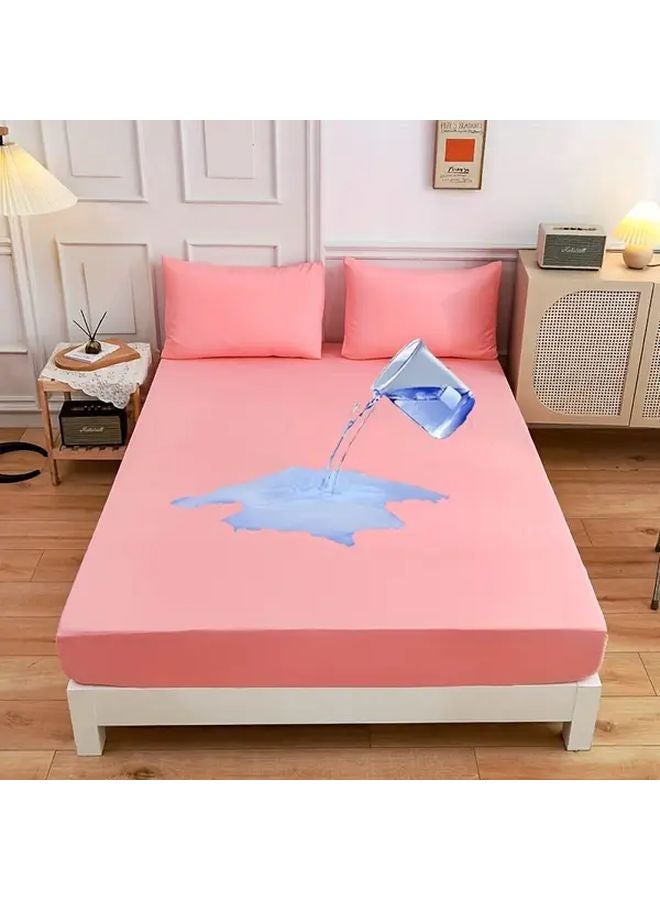 Pink Full Size Mattress Cover 100 Polyester 360 Degree Quick Drying Moisture Wicking - Image 5