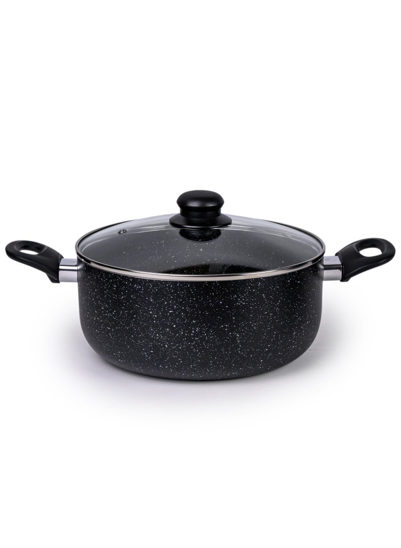 ويلسون طقم أواني طهي ويلسون 7 قطع ألمنيوم بطلاء رخامي غير لاصق مع أغطية زجاجية – لون أسود - Image 4