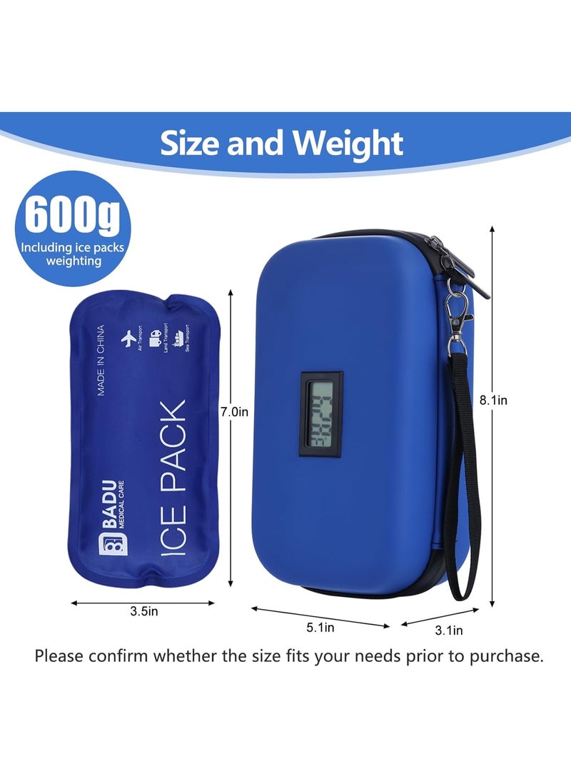 Lecran Insulin Cooler Travel Case TSA Approved Refrigerated Medicine Cooler for Travel w/Thermometer Temperature Diabetic Travel Case w/2 Reusable Ice Packs for Daily Life Trip, Blue - Image 4