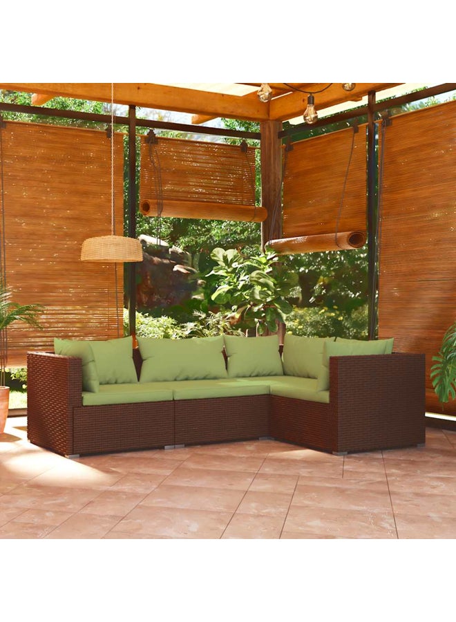 vidaxl 4 Piece Garden Lounge Set with Cushions Poly Rattan Brown 3101676 - Image 2