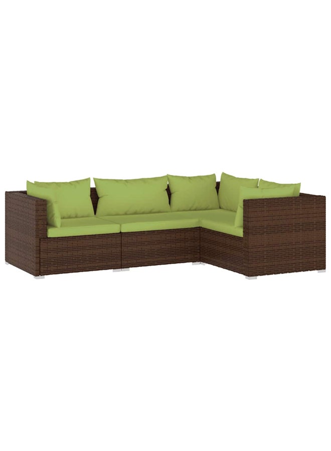 vidaxl 4 Piece Garden Lounge Set with Cushions Poly Rattan Brown 3101676 - Image 1