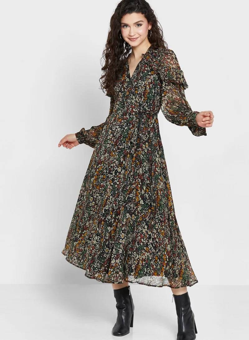 POLO RALPH LAUREN V-Neck Floral Print Dress