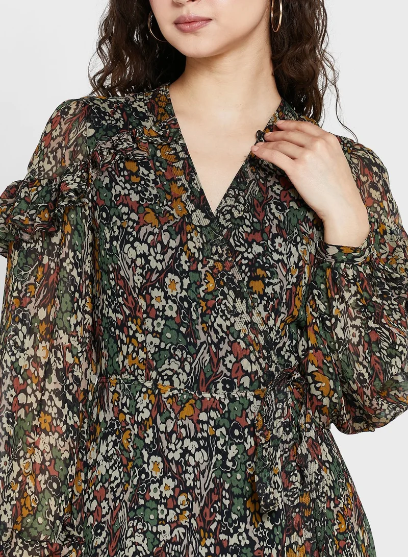 POLO RALPH LAUREN V-Neck Floral Print Dress