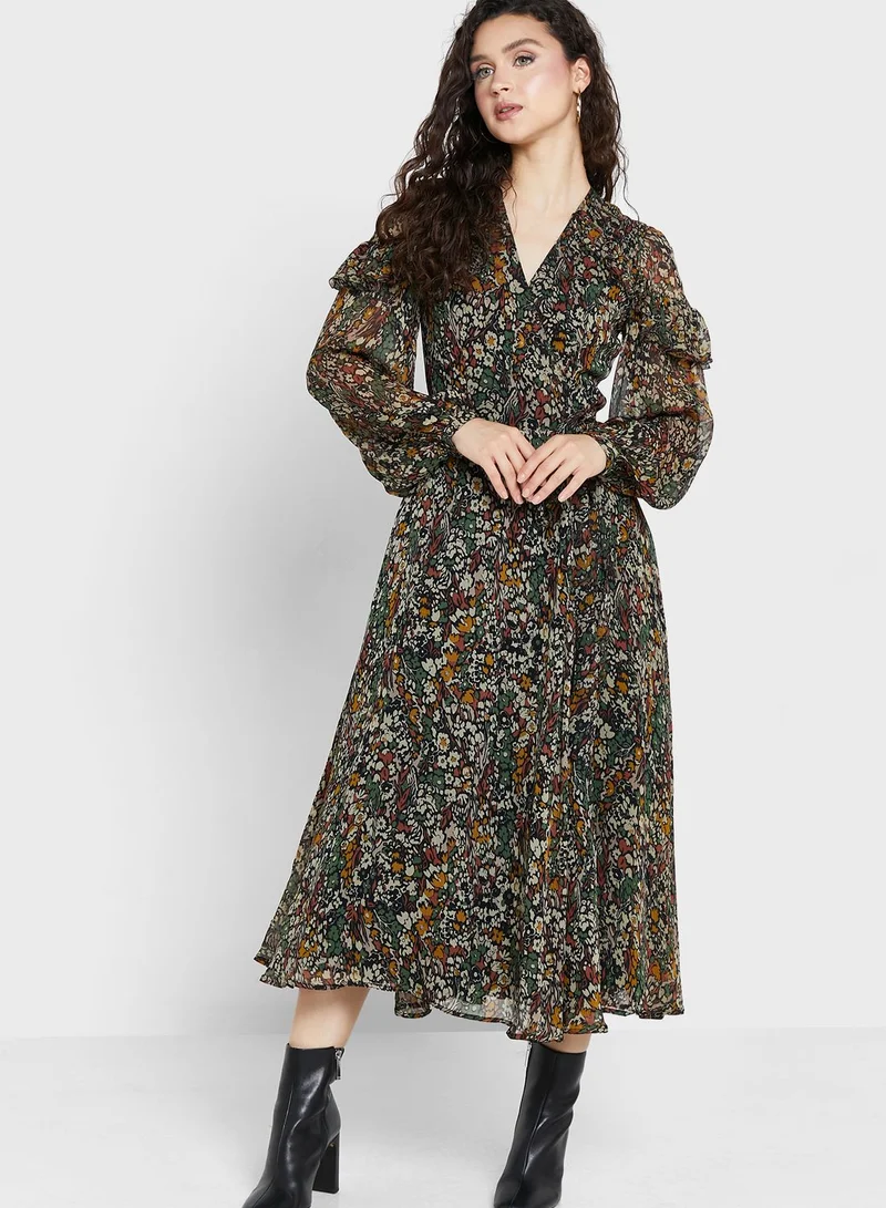 POLO RALPH LAUREN V-Neck Floral Print Dress