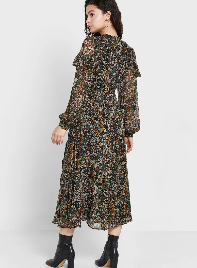 POLO RALPH LAUREN V-Neck Floral Print Dress