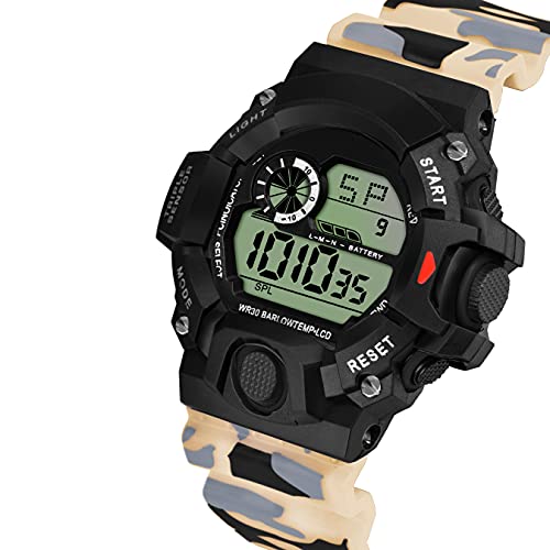 SWADESI STUFF Rubber Multi Color Army Kid Digital Watch For Boys (Beige), Black Dial, Multi-Color Band - Image 3