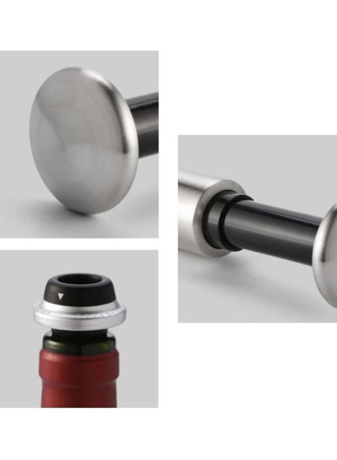 Aknur 5-Piece CircleJoy Wine Bottle Stopper Set Silver/Black 17.50x5x11cm - Image 3