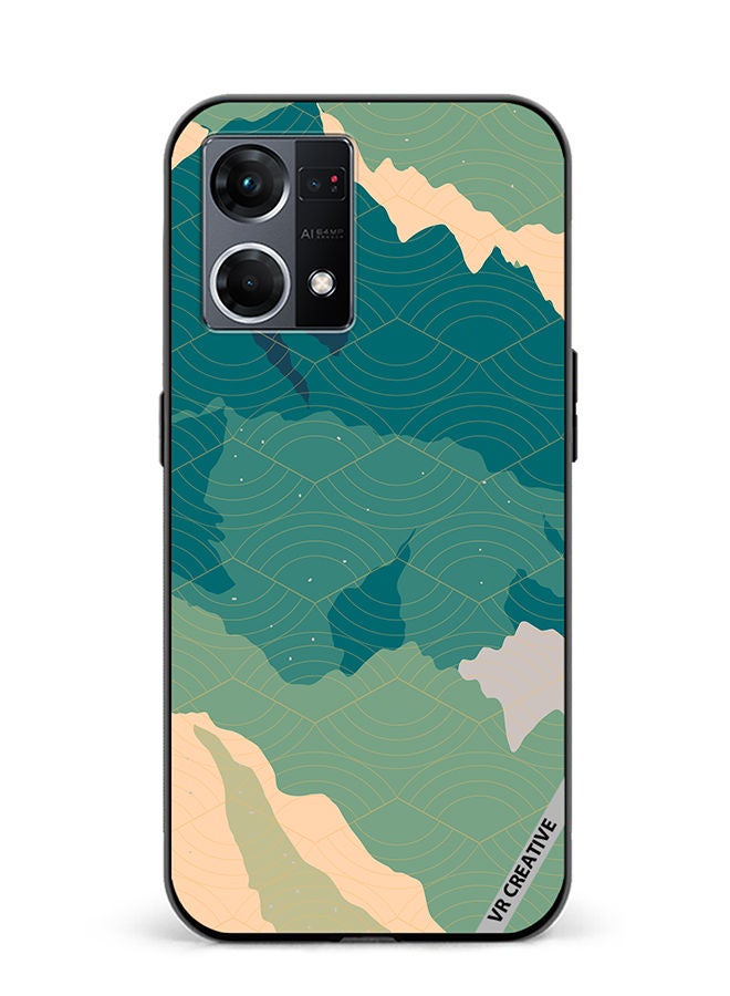 VR CREATIVE Protective Case Cover For Oppo Reno8 4G Line Art Landscape Design Multicolour - Image 1