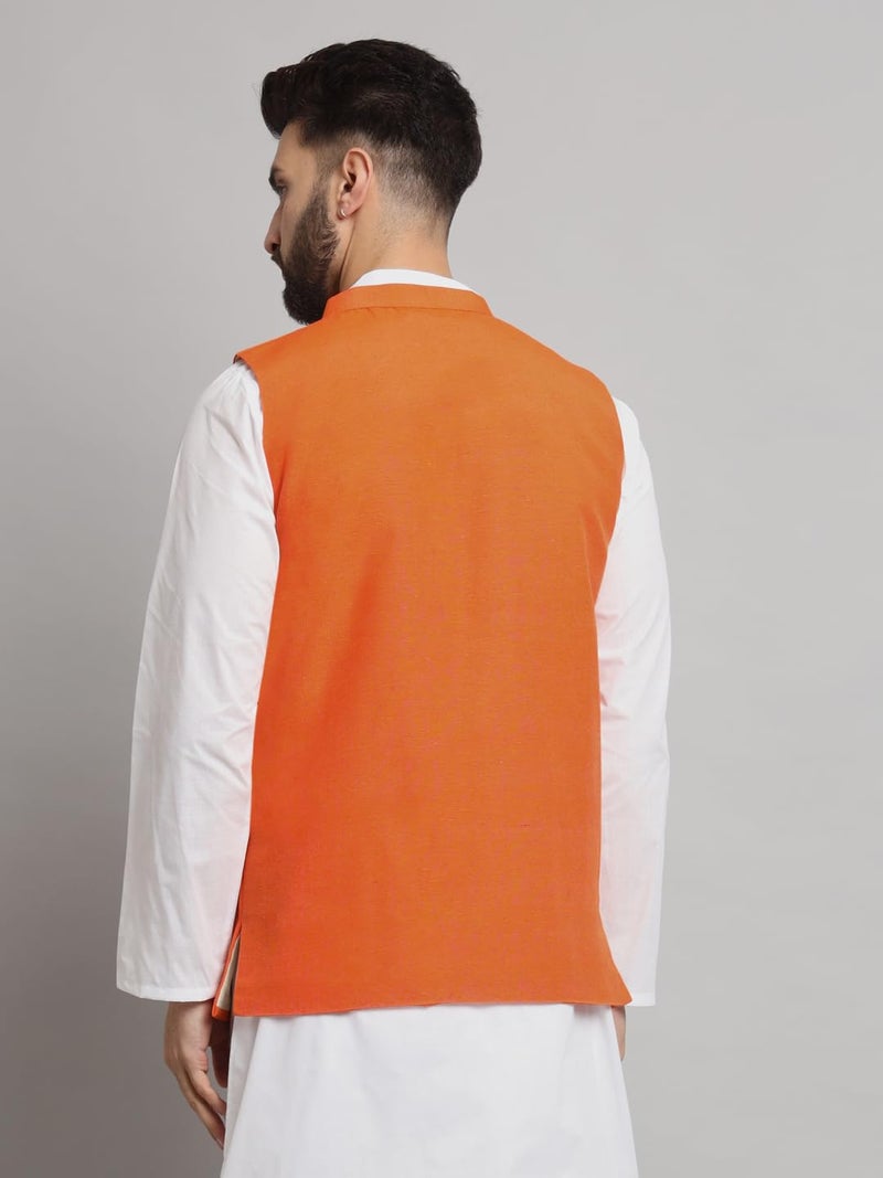 LATEST CHIKAN Men's Traditional Cotton Solid Nehru Jacket/Waistcoat -SADRI-DB-O-38 - Image 5