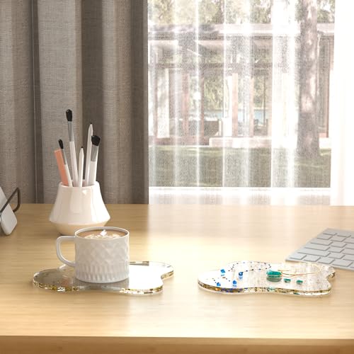 Leadiy Acrylic Coaster Decorative Plates, Irregular Bar Drink Coaster, Clear Cloud Shape Coffee Cup Coaster, Perfect for Tabletop Protection and Accessories Display.(Gold) - Image 5