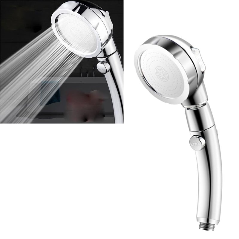 Adjustable Handheld Shower Head with On Off Button 3 Mode Pressure Boosting Chrome - Image 5