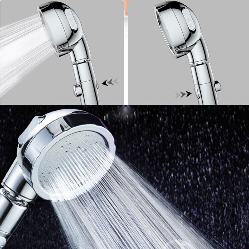 Adjustable Handheld Shower Head with On Off Button 3 Mode Pressure Boosting Chrome - Image 4