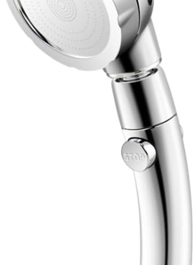 Adjustable Handheld Shower Head with On Off Button 3 Mode Pressure Boosting Chrome - Image 1