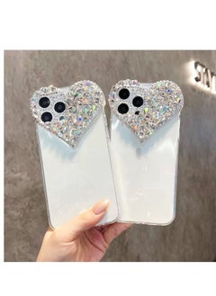 Excefore Compatible with iPhone 13 Pro Max case,Luxury Bling Rhinestone 3D Diamond Love Case Glitter Sparkle Soft Silicone TPU Case Cover for Women Girls  - Image 3