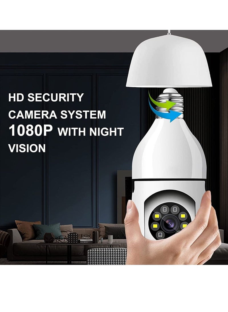 كاميرات أمان بزاوية 360 درجة لاسلكية خارجية، كاميرا لمبة واي فاي 2.4GHz و 5G، كاميرات لاسلكية بدقة 1080p لأمان المنزل، نظام كاميرات أمان داخلية، كشف الحركة - Image 2