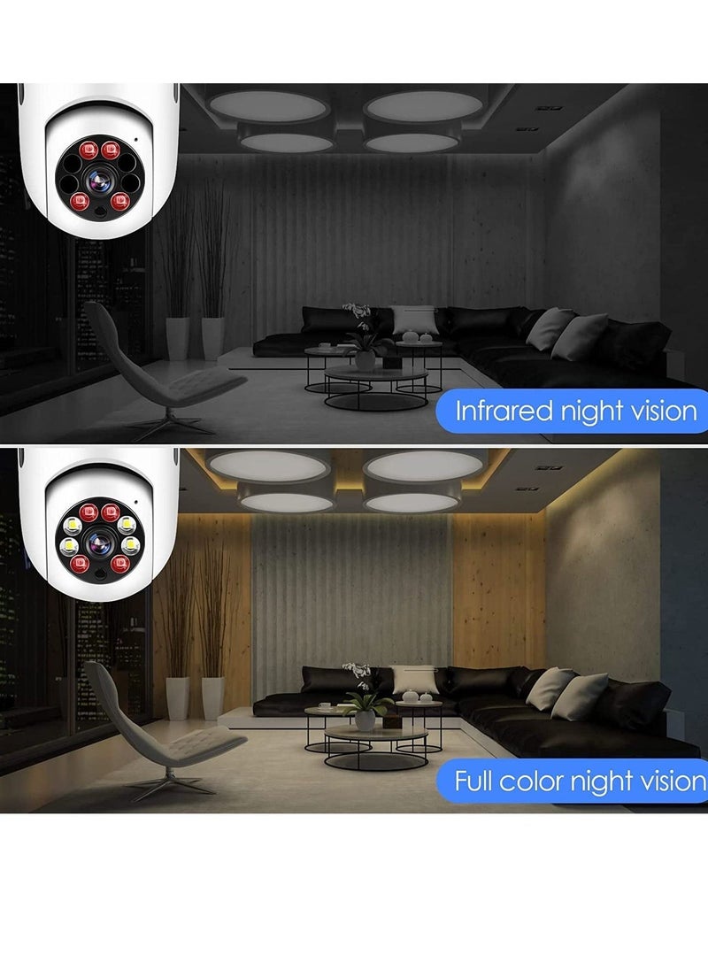 كاميرات أمان بزاوية 360 درجة لاسلكية خارجية، كاميرا لمبة واي فاي 2.4GHz و 5G، كاميرات لاسلكية بدقة 1080p لأمان المنزل، نظام كاميرات أمان داخلية، كشف الحركة - Image 3