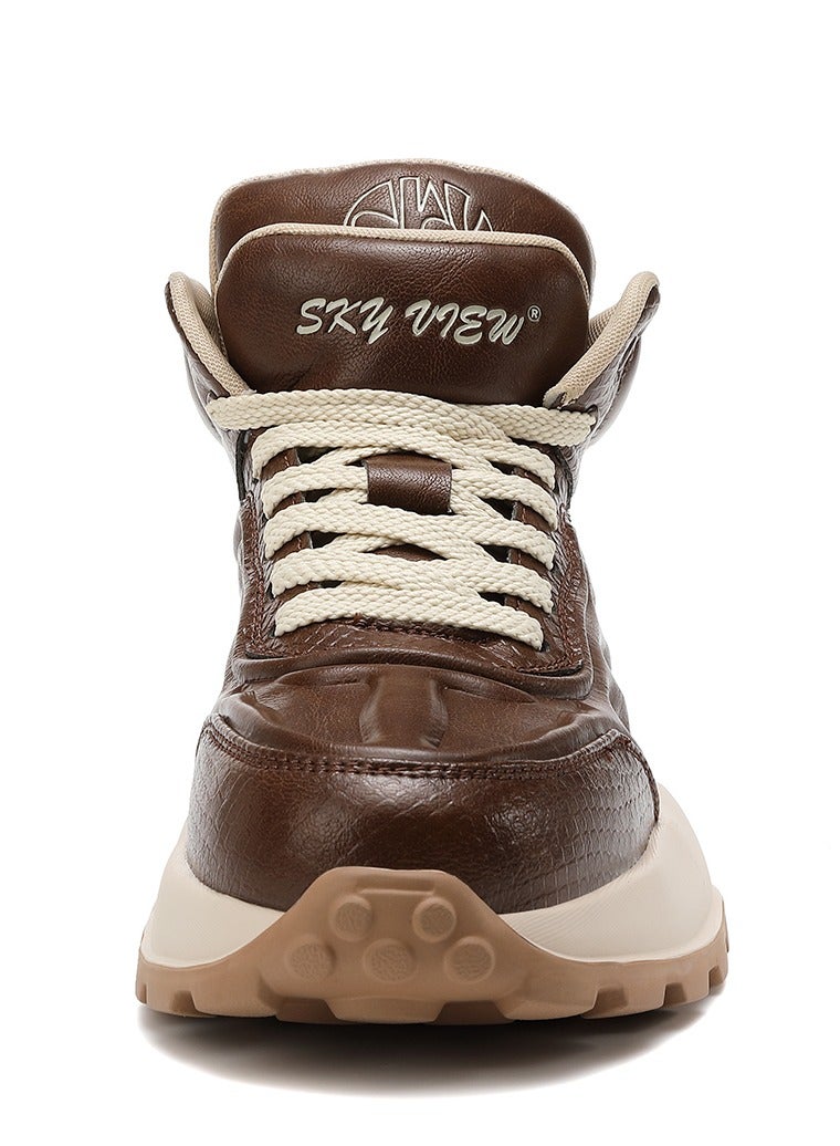 Sky View SKY VIEW Men Fashion Casual Shoes Mid Top Double Tongue Design Hiking Sneakers Non-Slip Trekking Walking Shoes Running Shoes for Men with Arch Support  - Image 5