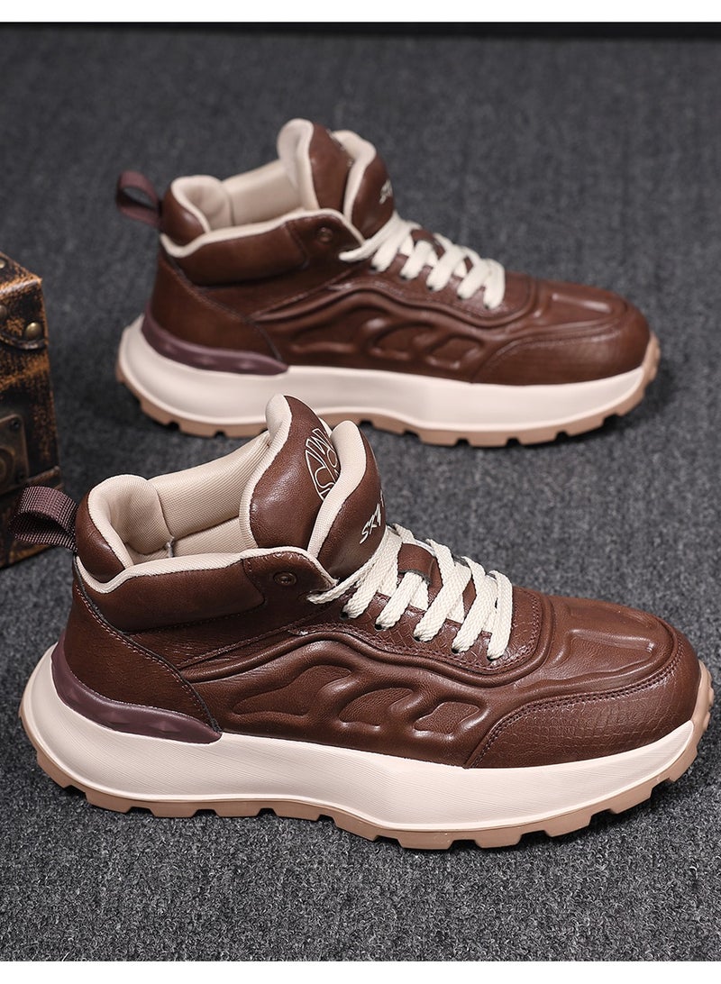 Sky View SKY VIEW Men Fashion Casual Shoes Mid Top Double Tongue Design Hiking Sneakers Non-Slip Trekking Walking Shoes Running Shoes for Men with Arch Support  - Image 2