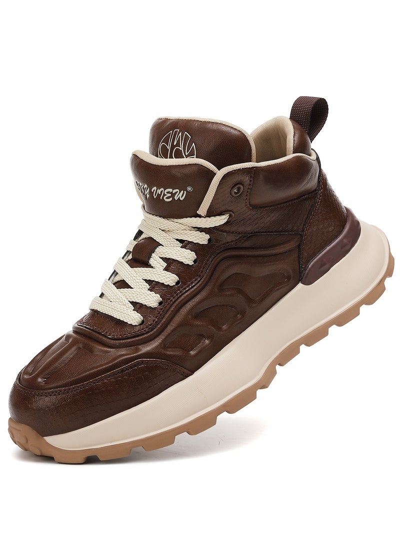 Sky View SKY VIEW Men Fashion Casual Shoes Mid Top Double Tongue Design Hiking Sneakers Non-Slip Trekking Walking Shoes Running Shoes for Men with Arch Support  - Image 3